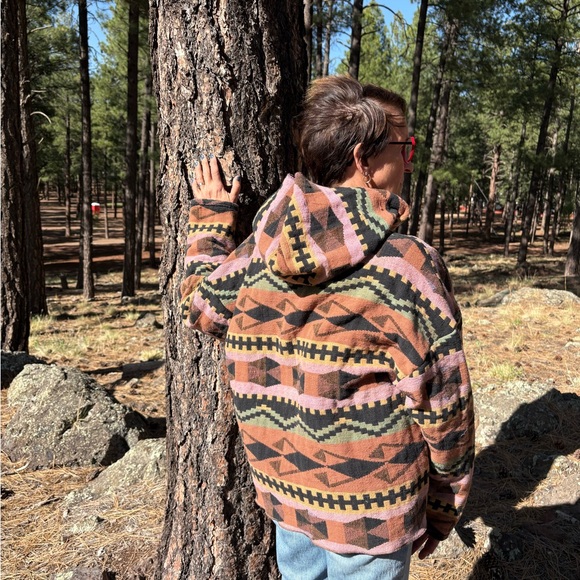Aztec Boho upcycled blanket hoodie - Picture 7 of 12